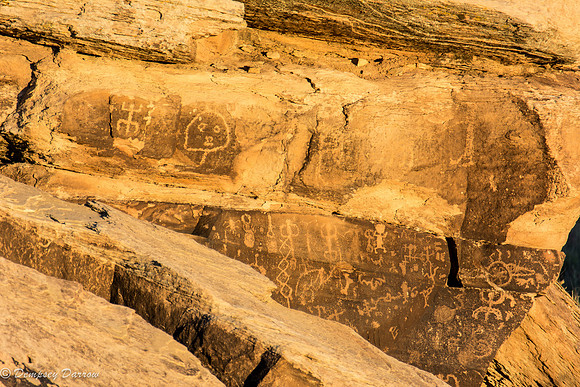 Sunset illuminates the Puerco Pueblo petroglyphs.