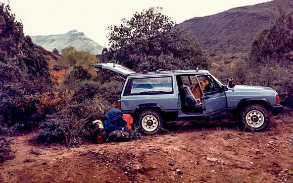 Dad picking us up. Note Turret Peak to the left.