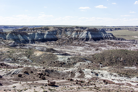Striations of sediment were laid bare by erosion.